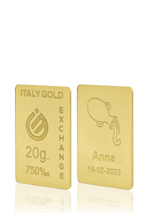 Lingotto Oro segno zodiacale Acquario 18 Kt da 20 gr. - Idea Regalo Segni Zodiacali - IGE Gold